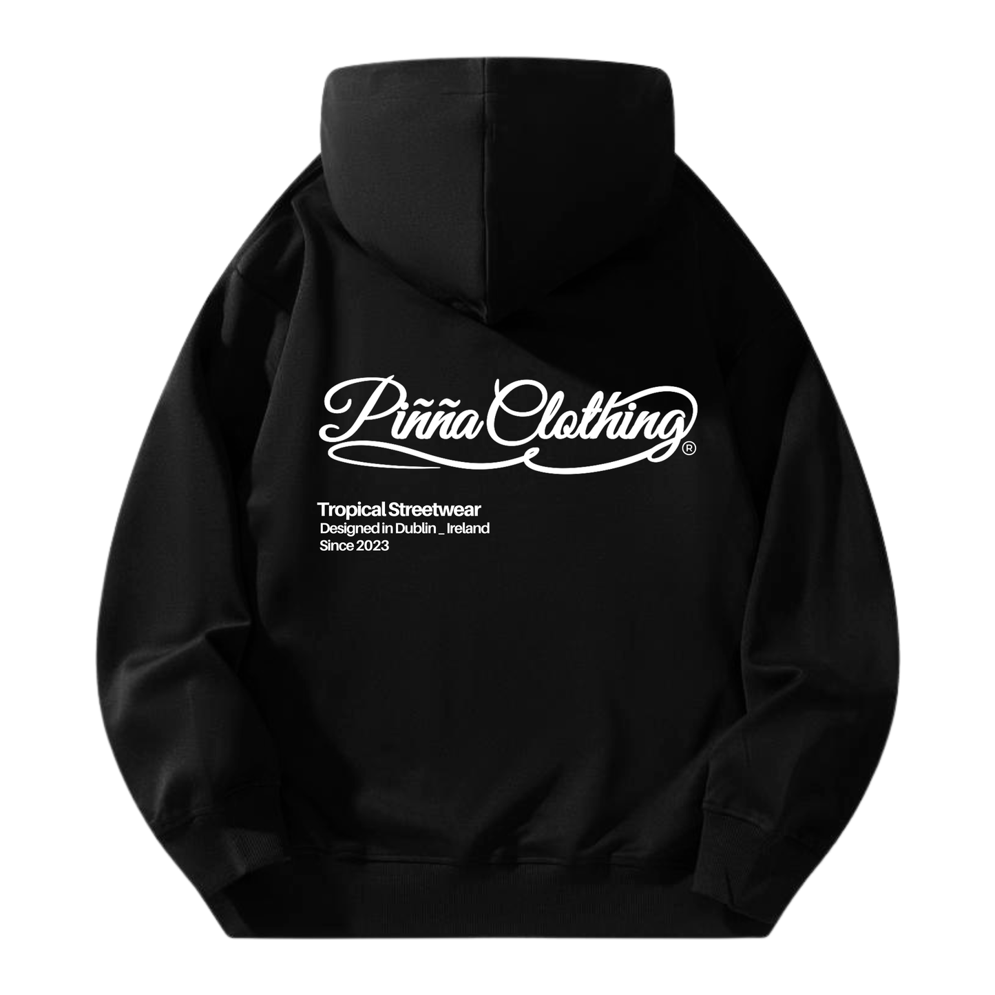 Script Hoodie - Double Zip - Black