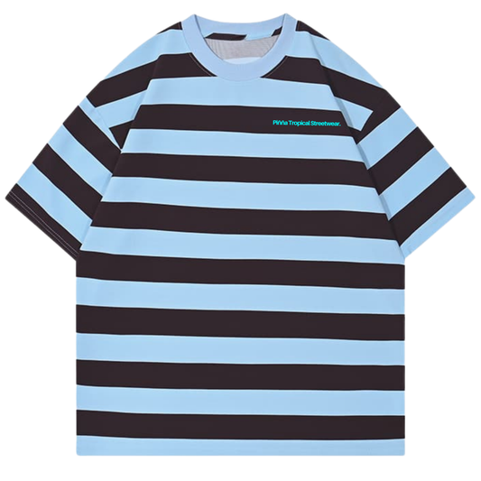 Striped Waffle Tee - Blue