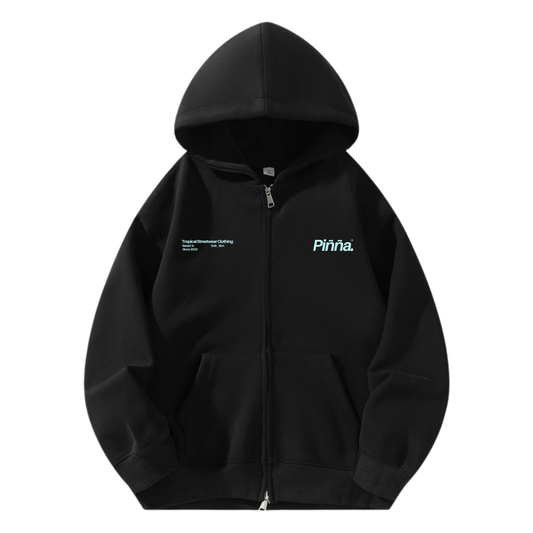 Flowing Hoodie - Double Zip - Black