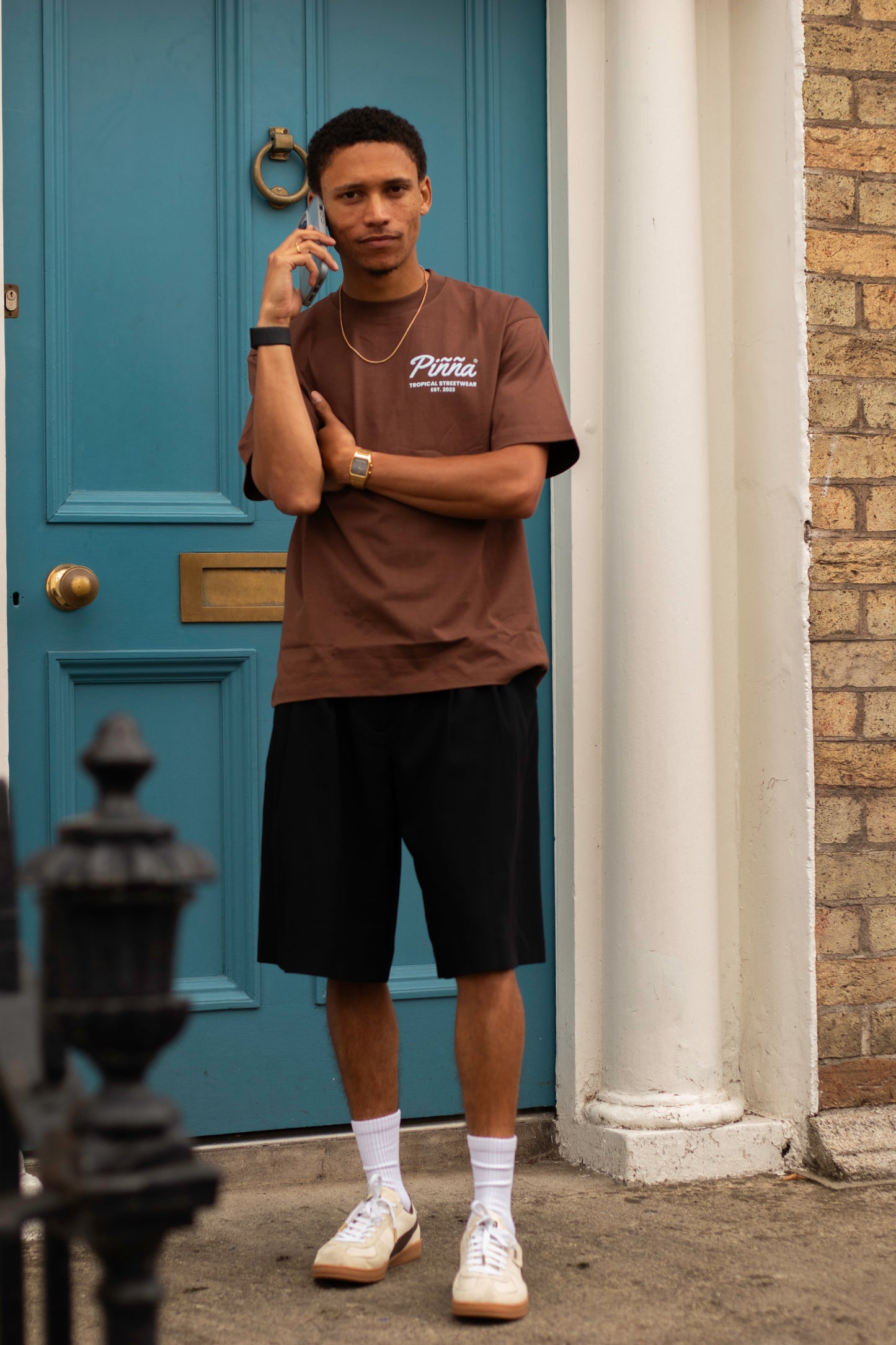 Slim Fit Piñña Logo Tee - Brown
