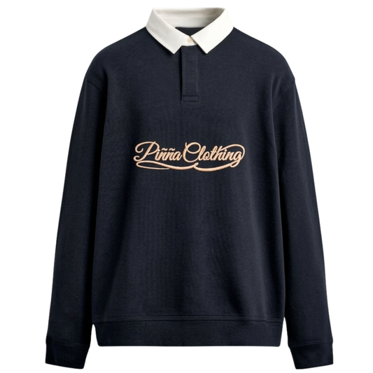 Script Polo Sweater - Navy