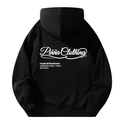 Script Hoodie - Double Zip - Black