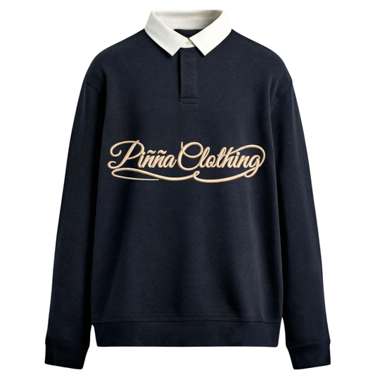 Script Polo Sweater - Navy