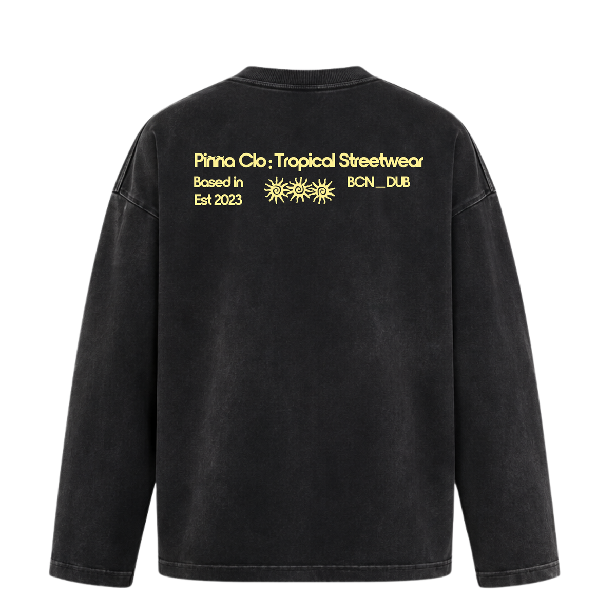 Ripped Pocket Long Sleeve Tee - Washed Black/Grey