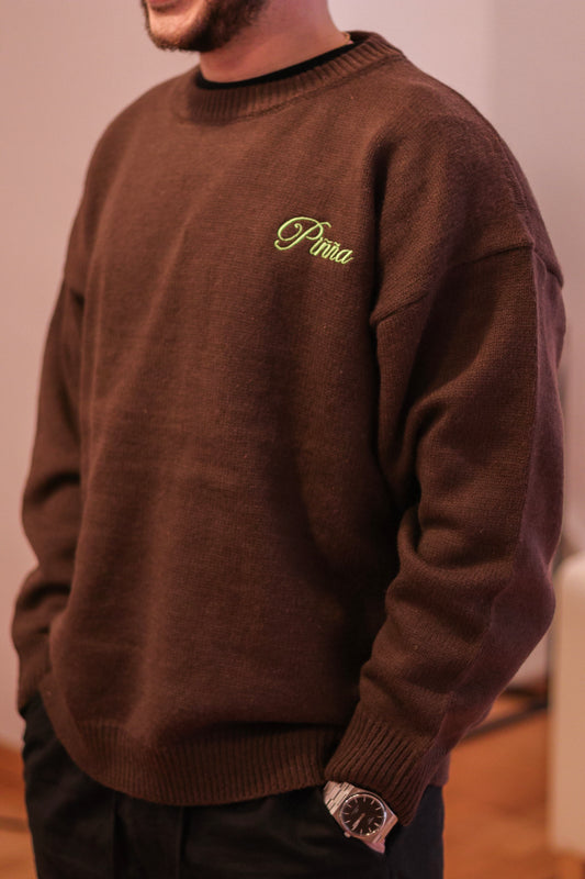 knitted crew neck - Brown