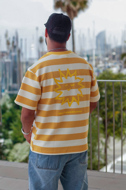 Striped Waffle Tee - Yellow