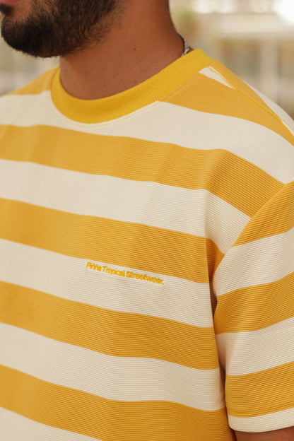 Striped Waffle Tee - Yellow