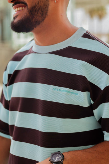 Striped Waffle Tee - Blue