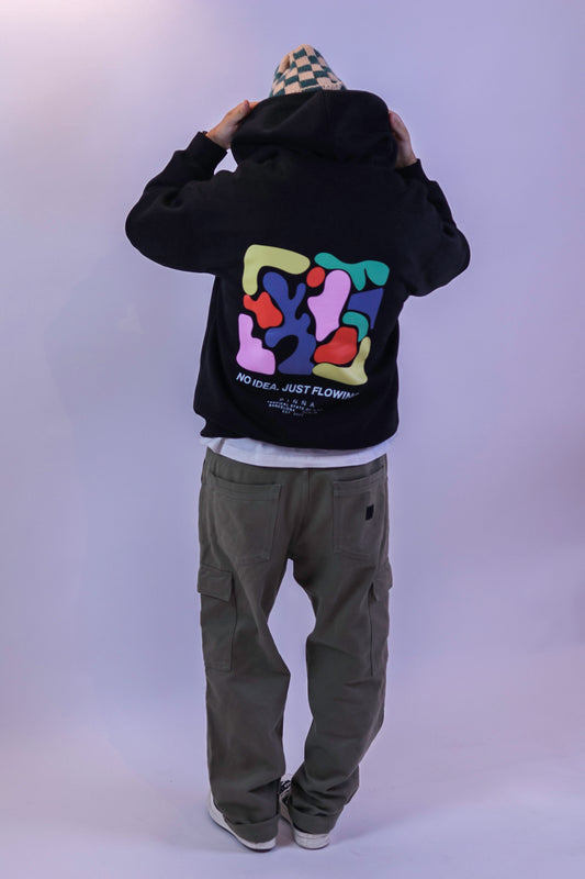 Flowing Hoodie - Double Zip - Black