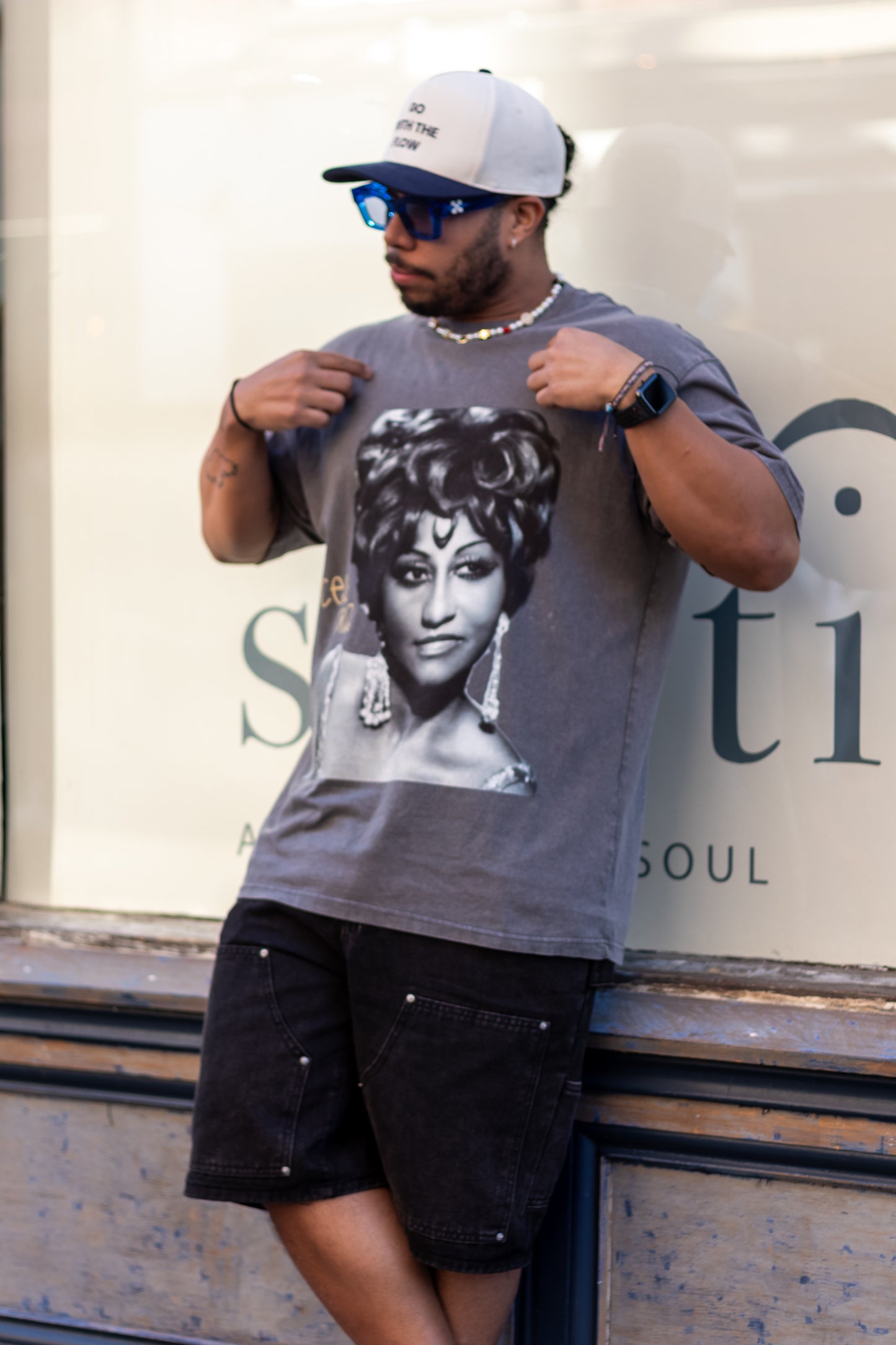 Celia Cruz Tee - Acid Wash Grey