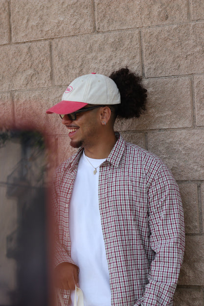 Dad Cap - Off White & Pink